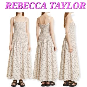 Rebecca Taylor Suzanne Fleur Smocked Poplin Maxi Dress